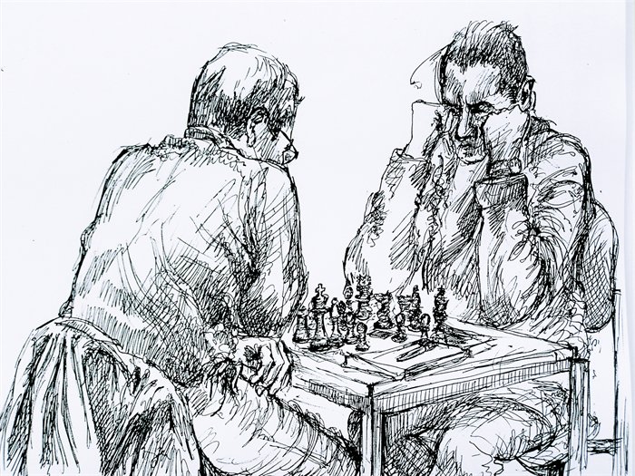 Image result for people playing chess drawing